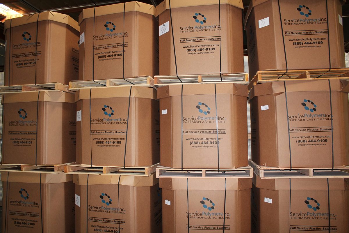 Service Polymers branded product packaged and ready to ship